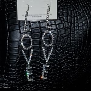 Rhinestone Love Earrings